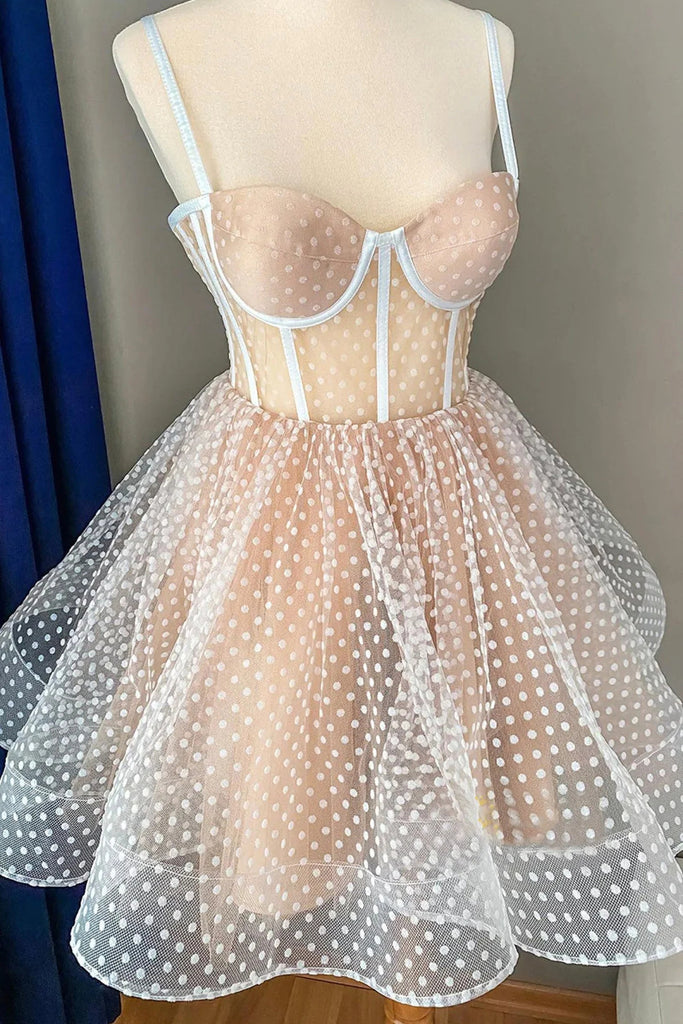 Sweetheart Spaghetti Straps Tulle Homecoming Dresses, See-Through Short Party Gowns chh0101