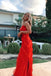 New Red Ruffles V Neck Long Formal Dress, Elegant Evening Dress CHP0229