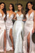 Spaghetti Strap Simple Prom Dress with Side Slit, Mermaid Long Wedding Party Dresses chb0003