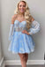Sparkly Detachable Sleeve Homecoming Dress, Short Prom Dresses Mini Prom Gown CHH0125