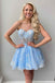 Sparkly Detachable Sleeve Homecoming Dress, Short Prom Dresses Mini Prom Gown CHH0125