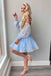 Sparkly Detachable Sleeve Homecoming Dress, Short Prom Dresses Mini Prom Gown CHH0125