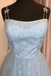 Elegant A-Line Light Sky Blue Tulle Spahetti Straps Dress with Appliques CHP0118
