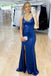 Gorgeous Shiny Blue Sequins Mermaid Backless Prom Dress, Formal Gown CHP0158