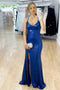 Gorgeous Shiny Blue Sequins Mermaid Backless Prom Dress, Formal Gown CHP0158