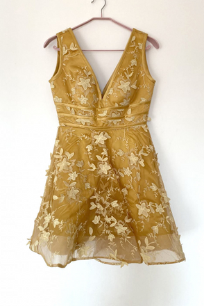 Unique Yellow A line V Neck Homecoming Dresses,Short Prom Dress chh0145