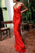 New Red Ruffles V Neck Long Formal Dress, Elegant Evening Dress CHP0229