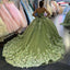 Sweetheart Green Ball Gown Tulle Long Prom Dress With Applique, Quinceañera Dress  CHP0224