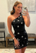 Black Sequins Sheath Homecoming Dress, Sparkly Bodycon Dress With Star chh0150