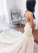 Ivory Mermaid Backless V Neck Lace Wedding Dress, Bridal Gown CHW0142