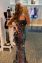 Sparkly Black Sequin Spaghetti Straps Mermaid Formal Dresses, Long Prom Dress with Sequins CHP0126