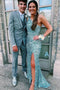 Glitters One Shoulder Sequins Mermaid Prom Dresses, Beautiful Evening Gown With Silt CHP0098