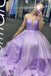 New Arrival Sparkly V-Neck Spaghetti Straps Purple Prom Dresses,Long Prom Dresses chp0081