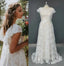 Cap Sleeves Lace V Back Beach Wedding Dresses, Elegant Bride Gowns CHW0137
