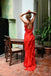 New Red Ruffles V Neck Long Formal Dress, Elegant Evening Dress CHP0229