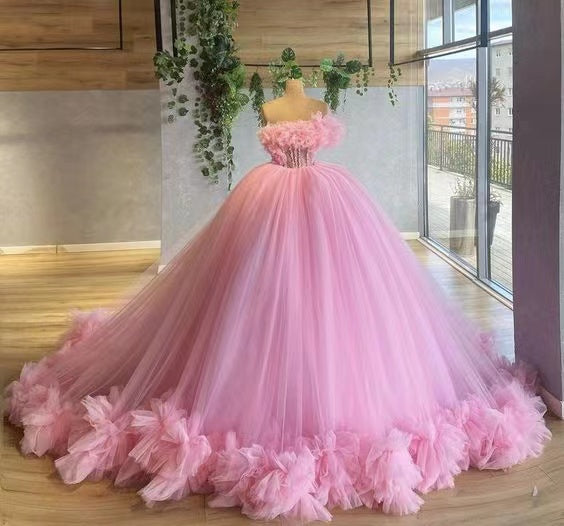 Gorgeous Ball Gown Light Pink Beading Prom Dresses, Strapless Quincean cherishgirls Gorgeous Ball Gown Light Pink Beading Prom Dresses, Strapless Quincean cherishgirls
