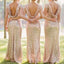 Sparkly Rose Gold Sequin Sheath Cap Sleeves Backless Long Bridesmaid Dresses CHB00015