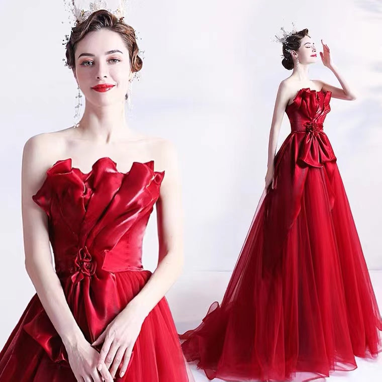New Arrival A Line Strapless Bowknot Long Formal Prom Dress, Charming Evening Party Dress CHP0068