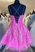 Sparkly A-line Barbie Pink Sequins Short Party Dress,Mini Prom Dress, Graduation Dresses chh0070