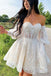 Sparkly Detachable Sleeve Homecoming Dress, Short Prom Dresses Mini Prom Gown CHH0125