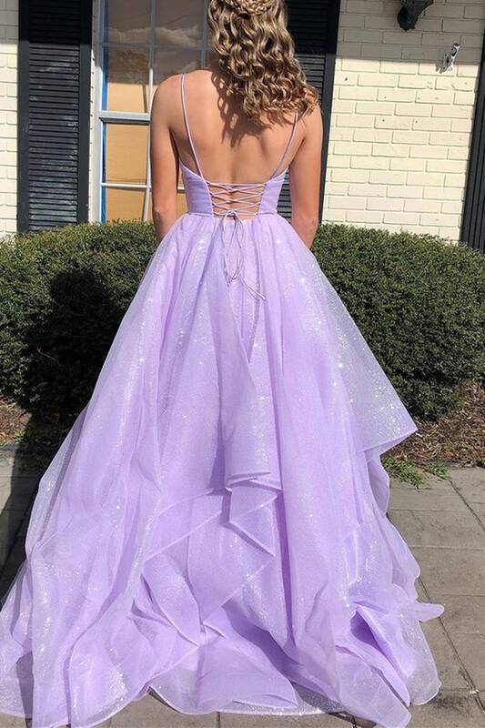 New Arrival Sparkly V-Neck Spaghetti Straps Purple Prom Dresses,Long P cherishgirls New Arrival Sparkly V-Neck Spaghetti Straps Purple Prom Dresses,Long P cherishgirls