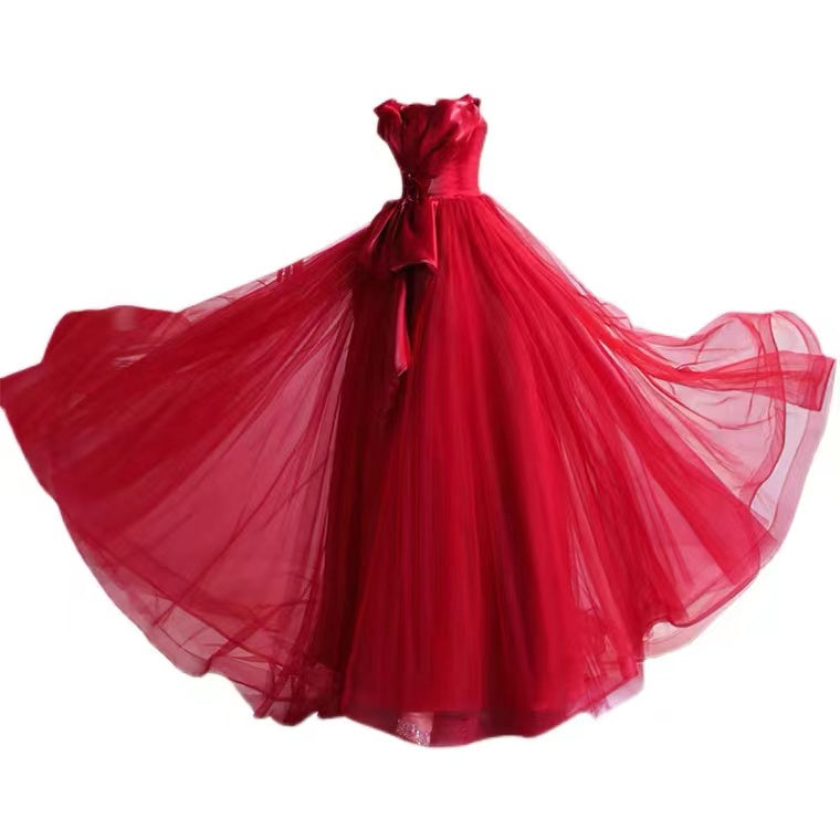 New Arrival A Line Strapless Bowknot Long Formal Prom Dress, Charming Evening Party Dress CHP0068