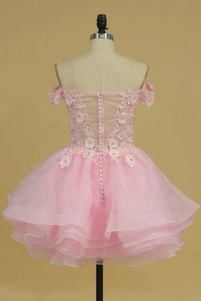 A Line Off The Shoulder Homecoming Dresses With Applique, Party Gown, Graduation Dress chh0105