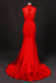 Red Sleeveless High Neck Sleeveless Satin Evening Dress Appliques Prom Dresses UQ2332