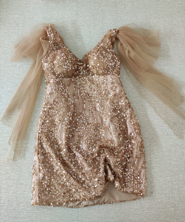 Glitter A line V neck Sequined Short Homecoming Dresses, Tight Short Party Gown chh0132