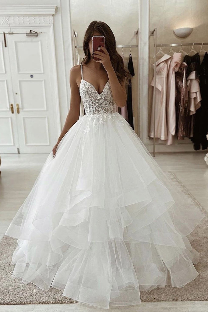 A-line Spaghetti Straps Vintage Tulle Modest Beach Wedding Dresses wit cherishgirls A-line Spaghetti Straps Vintage Tulle Modest Beach Wedding Dresses wit cherishgirls