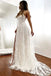 A Line Spaghetti Straps V Neck Long Lace Wedding Dresses with High Slit CHW0140