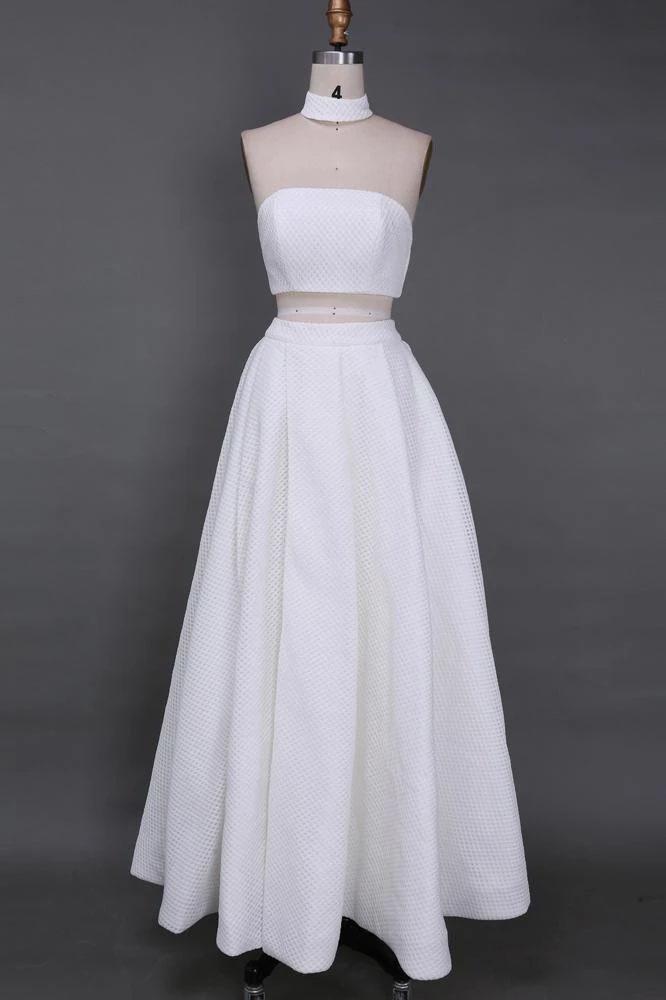 A Line Two Piece Floor Length Split Prom Dress, Sexy Strapless Long Fo cherishgirls A Line Two Piece Floor Length Split Prom Dress, Sexy Strapless Long Fo cherishgirls