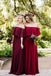 Steel Blue Chiffon Column Off Shoulder Cheap Long Bridesmaid Dresses chb0012