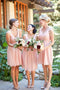Simple A-line Pink V-neck Chiffon Short Bridesmaid Dresses, Wedding Party Dress chb0020
