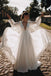 Simple Chiffon V Back Wedding Gown, Aesthetic Long Puffy Sleeves Beach Wedding Dress CHW0127
