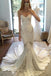 Chapel Train Sweetheart Mermaid Lace Appliques Chiffon Wedding Dress N1764