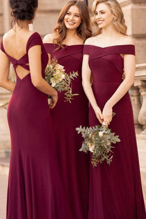Charming Off the Shoulder Floor Length Long Bridesmaid Dresses, Cheap Long Bridesmaid Dress UQ2365