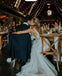Chic A-Line V Neck Lace Sleeveless V Back Beach Wedding Dresses with Appliques CHW0037