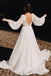 Simple Chiffon V Back Wedding Gown, Aesthetic Long Puffy Sleeves Beach Wedding Dress CHW0127