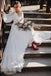 Simple Chiffon V Back Wedding Gown, Aesthetic Long Puffy Sleeves Beach Wedding Dress CHW0127