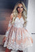 Cute A-Line V-neck Long Sleeves Short Homecoming Dress with Lace Appliques UQ1835