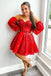 Sparkly Detachable Sleeve Homecoming Dress, Short Prom Dresses Mini Prom Gown CHH0125