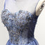 New Arrival A Line Cheap Sheer Neck Prom Dress with Rhinestones, Long Tulle Party Dress UQ1750