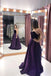 A-Line Purple Velvet Satin Sweetheart Long Prom Dresses With Pockets chp0043