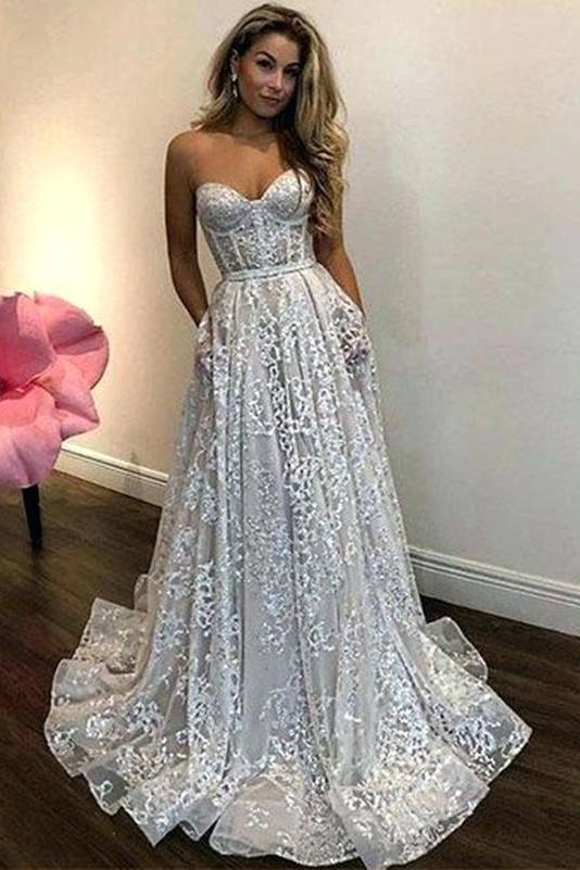 Vintage Ivory Sweetheart Wedding Dress Lace Beautiful Cheap Lace Wedding Dress UQ1696