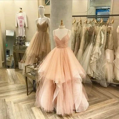 Sexy Chic V Neck Prom Dresses Ball Gown Spaghetti Straps Long Prom Dress/Evening Dress  CHP0035
