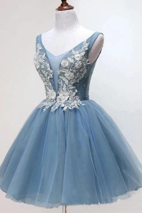 Gorgeous New Style Lace Applique Formal Dress Beaded Homecoming Dresses UQ1953