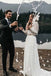 Long Sleeve Two Pieces Lace Round Neck Beach Wedding Dresses Chiffon Boho Bride Gowns CHW0039
