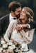 Long Sleeve Two Pieces Lace Round Neck Beach Wedding Dresses Chiffon Boho Bride Gowns CHW0039