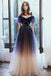 cherishgirl Ombre Tulle Short Sleeves Long Prom Dress, Princess Evening Dress chp0015